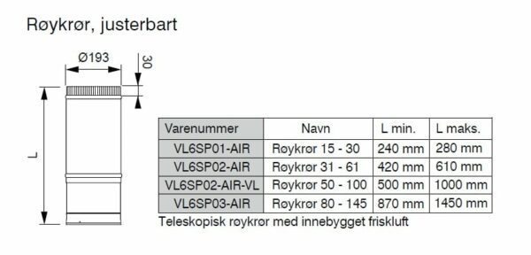 Røykrør, justerbart